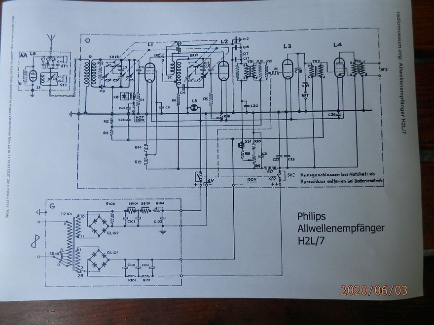 Das im Schaltplan des H2L7 ersichtliche Netzteil ist nicht vorhanden. Externe  Stromversorgung 4 v und 130 V.